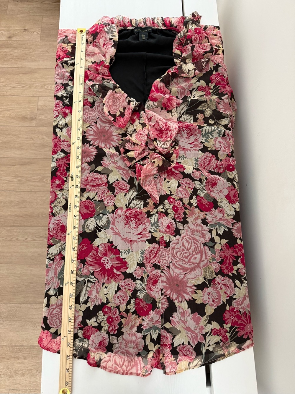 House of Harlow 1960 Floral Ruffle Long Sleeve Mini Dress Large Boho - Picture 6 of 7